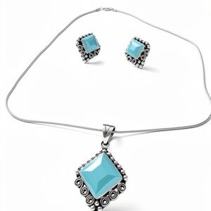 Elegant Silver and Blue Jewelry Set